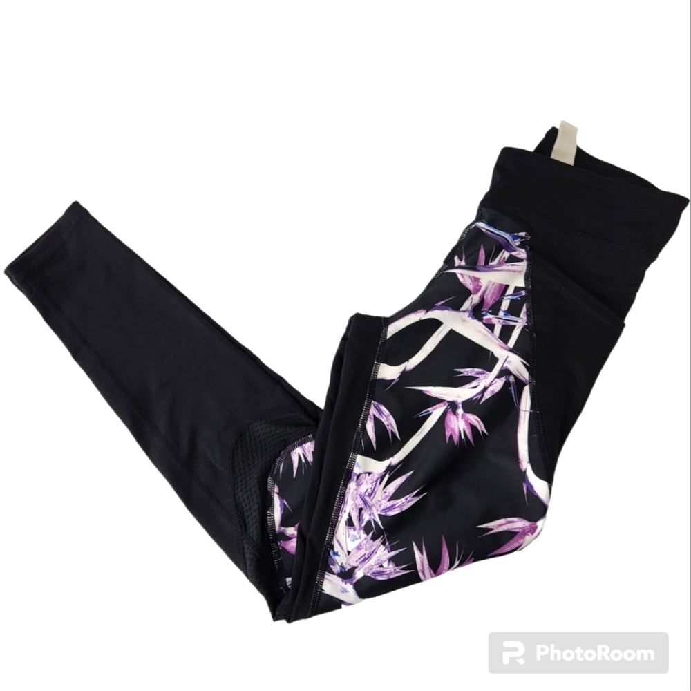 Body Language Floral Mesh Active Wear Athletic Leggings Size XS
